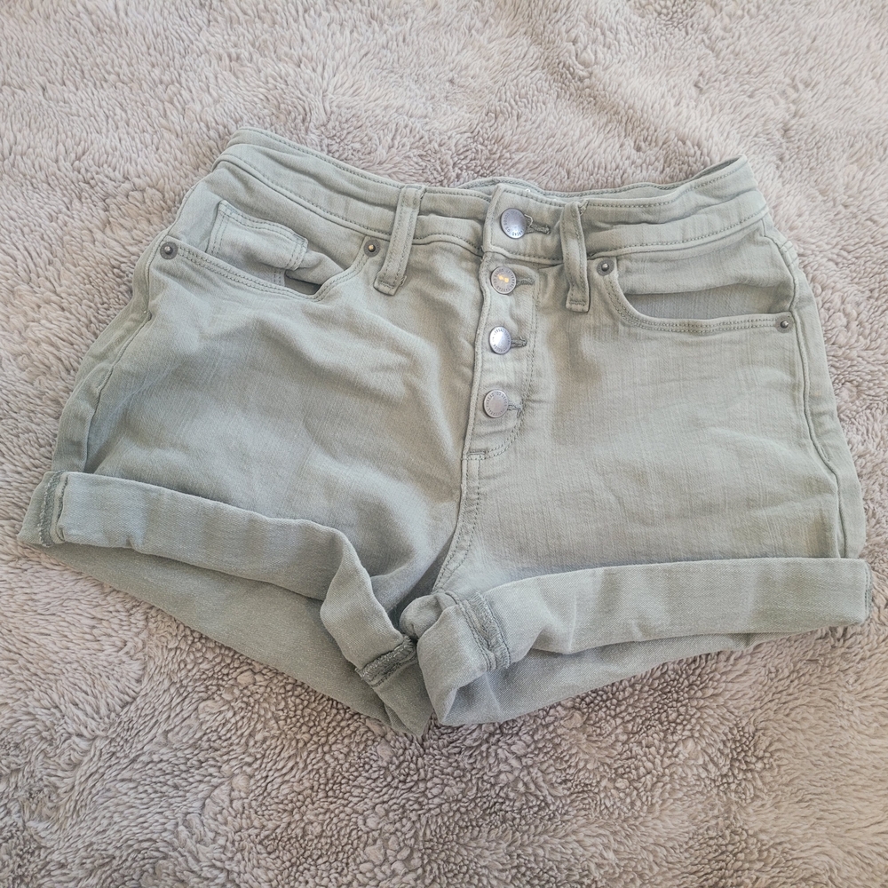 Universal Thread Green Jean Shorts High-Waisted Cuffed